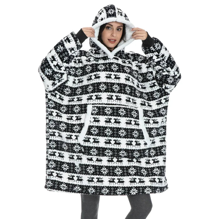 Oversized Hoodie Blanket with Built-In Sleeves in Microfiber and Flannel | Hands-Free Warmth Indoors | Hoodie Blankets