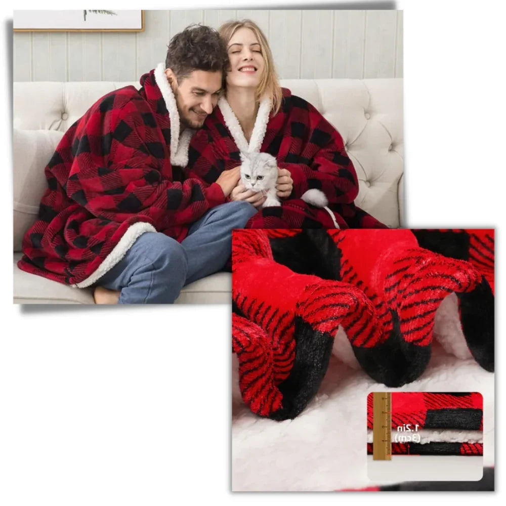 Oversized Hoodie Blanket with Built-In Sleeves in Microfiber and Flannel | Hands-Free Warmth Indoors | Hoodie Blankets