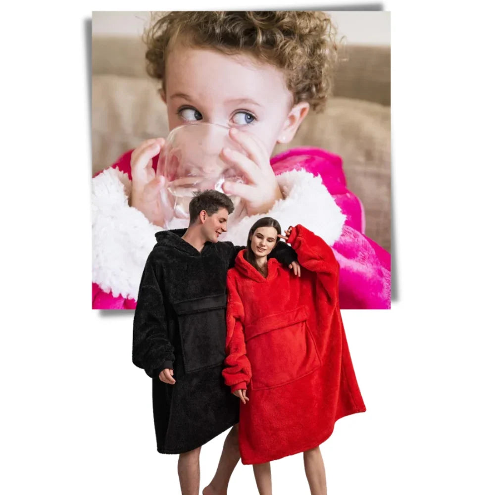 Oversized Hoodie Blanket with Built-In Sleeves in Microfiber and Flannel | Hands-Free Warmth Indoors | Hoodie Blankets