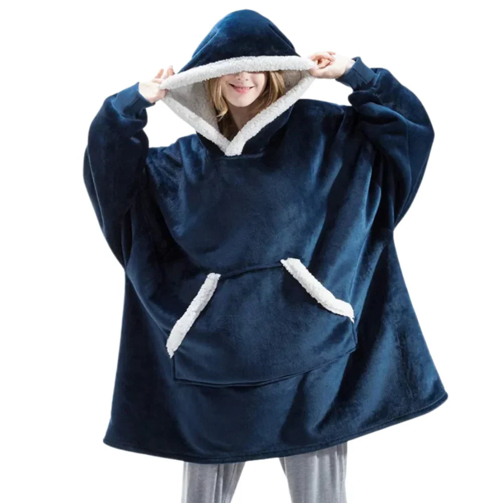 Oversized Hoodie Blanket with Built-In Sleeves in Microfiber and Flannel | Hands-Free Warmth Indoors | Hoodie Blankets