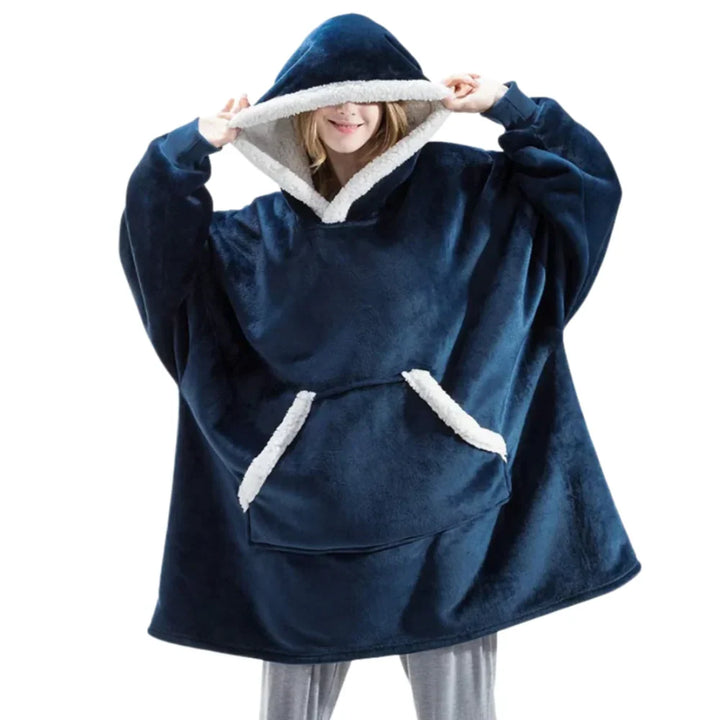 Oversized Hoodie Blanket with Built-In Sleeves in Microfiber and Flannel | Hands-Free Warmth Indoors | Hoodie Blankets