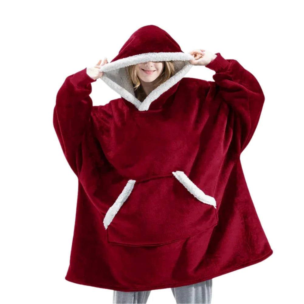 Oversized Hoodie Blanket with Built-In Sleeves in Microfiber and Flannel | Hands-Free Warmth Indoors | Hoodie Blankets