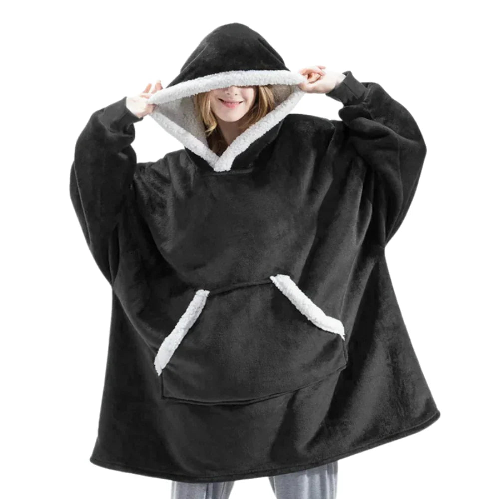 Oversized Hoodie Blanket with Built-In Sleeves in Microfiber and Flannel | Hands-Free Warmth Indoors | Hoodie Blankets