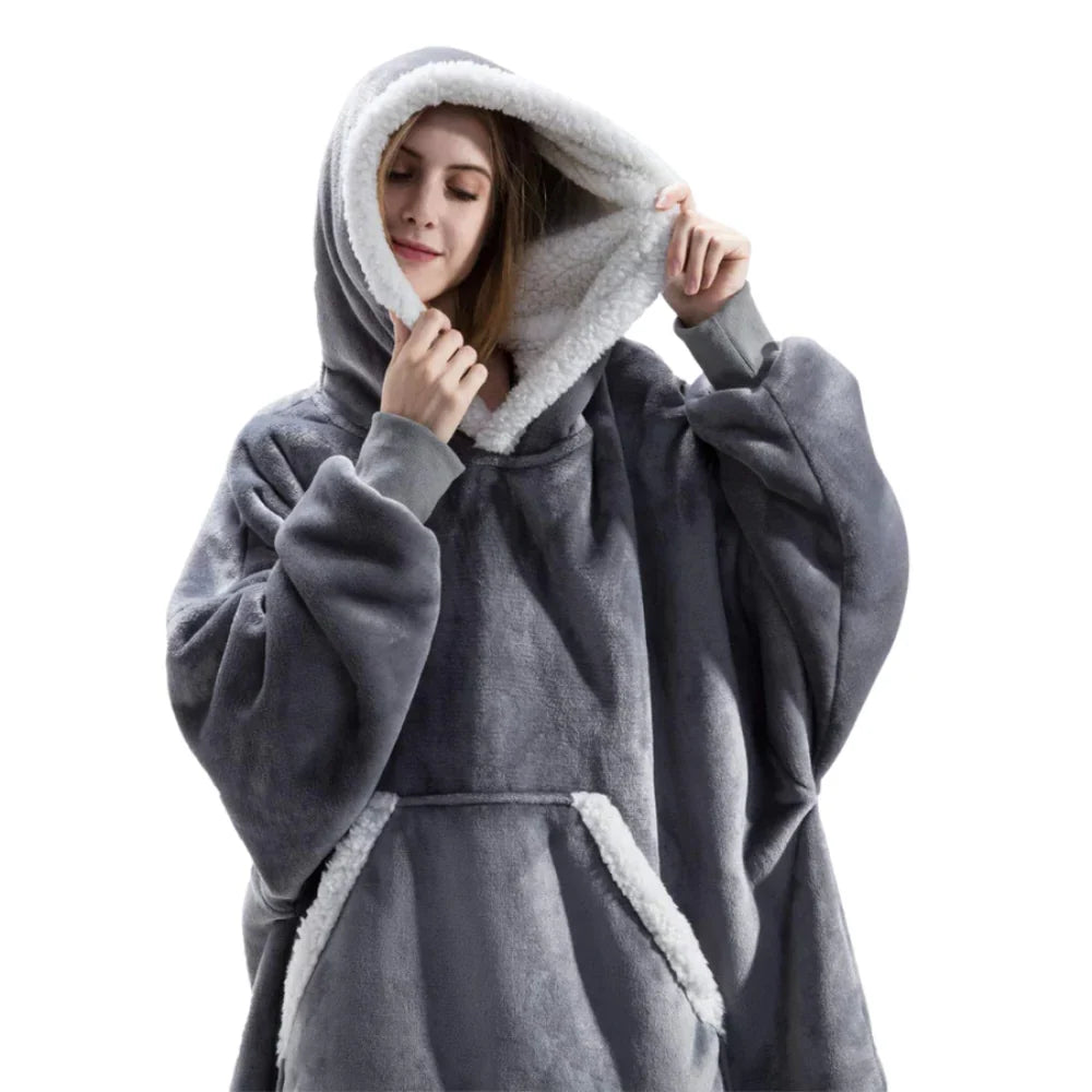 Oversized Hoodie Blanket with Built-In Sleeves in Microfiber and Flannel | Hands-Free Warmth Indoors | Hoodie Blankets