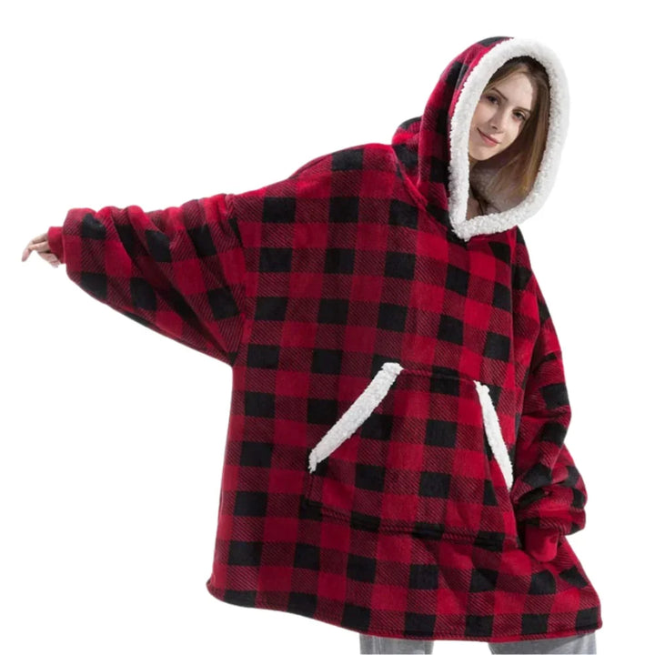 Oversized Hoodie Blanket with Built-In Sleeves in Microfiber and Flannel | Hands-Free Warmth Indoors | Hoodie Blankets