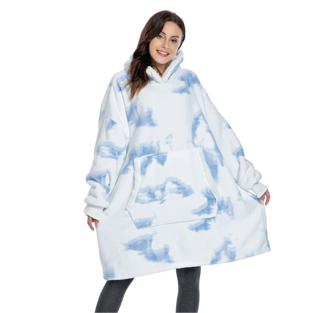 Oversized Hoodie Blanket with Built-In Sleeves in Microfiber and Flannel | Hands-Free Warmth Indoors | Hoodie Blankets