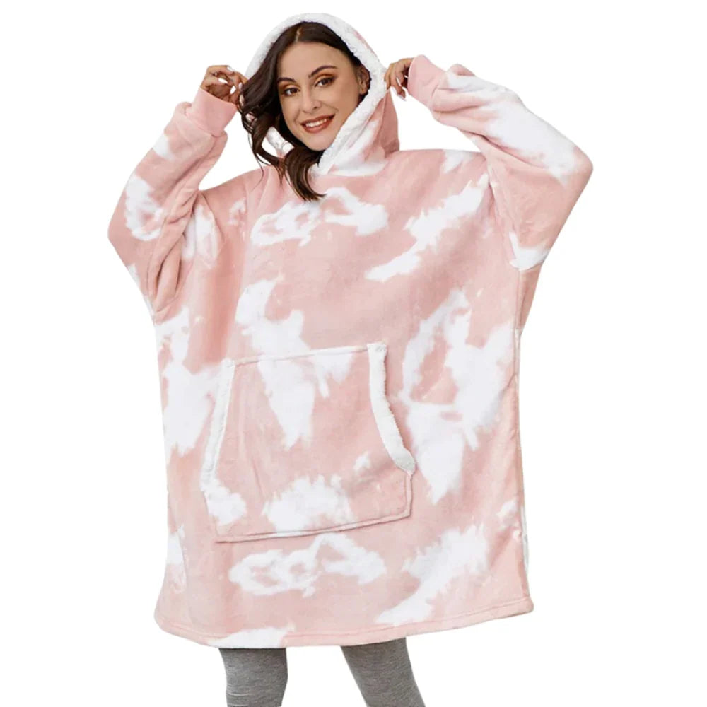 Oversized Hoodie Blanket with Built-In Sleeves in Microfiber and Flannel | Hands-Free Warmth Indoors | Hoodie Blankets