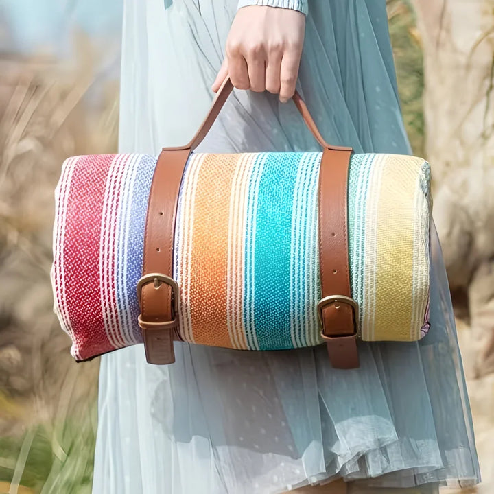 Waterproof Foldable Picnic Blanket with Quilted Layers and Carry Handle | Dry Comfortable Picnic Seating | Picnic Blankets