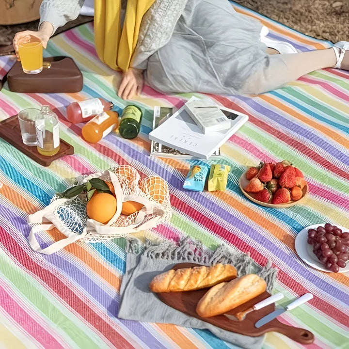 Waterproof Foldable Picnic Blanket with Quilted Layers and Carry Handle | Dry Comfortable Picnic Seating | Picnic Blankets