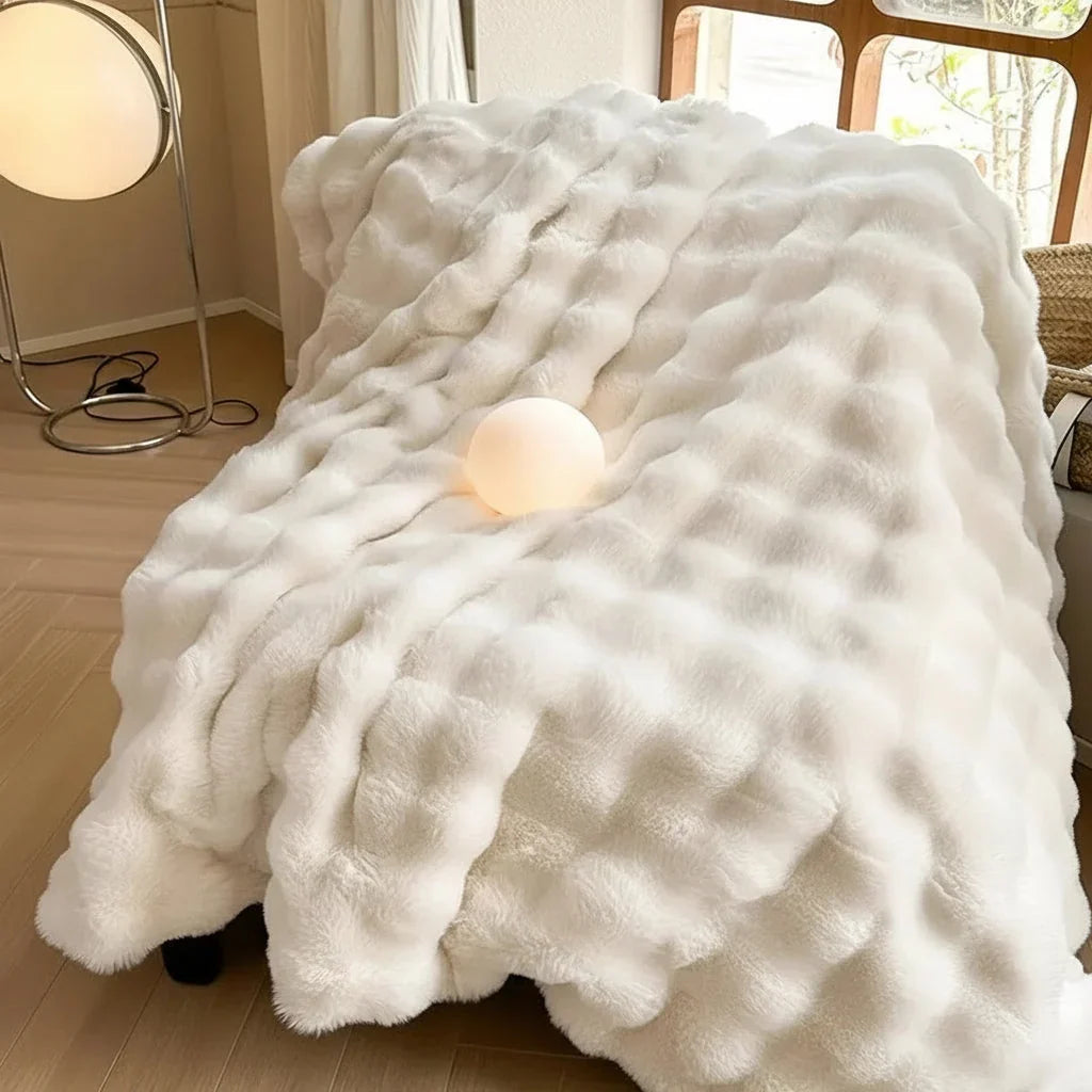 Faux Fur Sofa Throw Blanket with Long Pile and Knit Non-Slip Backing | Luxe Faux Fur That Stays Put | Throw Blankets