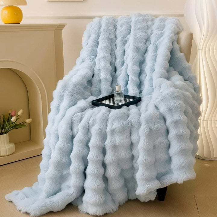 Faux Fur Sofa Throw Blanket with Long Pile and Knit Non-Slip Backing | Luxe Faux Fur That Stays Put | Throw Blankets