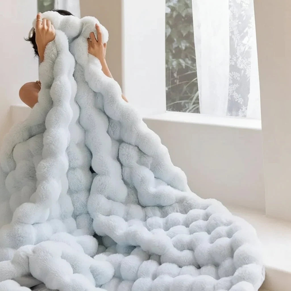 Faux Fur Sofa Throw Blanket with Long Pile and Knit Non-Slip Backing | Luxe Faux Fur That Stays Put | Throw Blankets