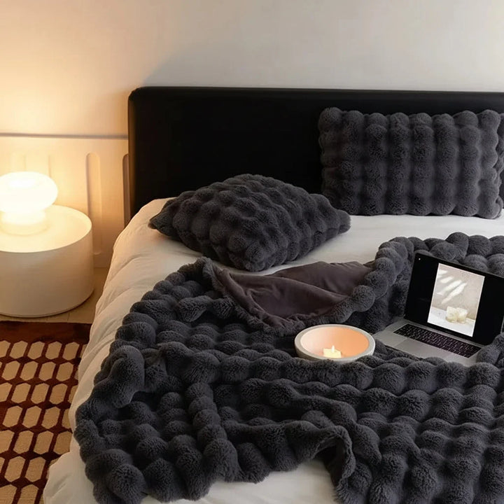 Faux Fur Sofa Throw Blanket with Long Pile and Knit Non-Slip Backing | Luxe Faux Fur That Stays Put | Throw Blankets