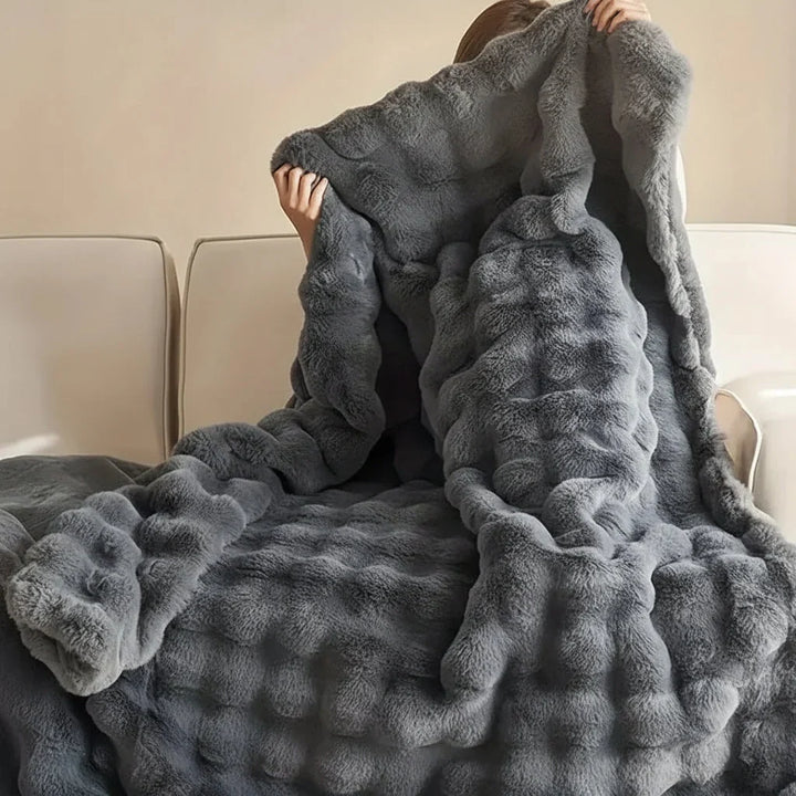 Faux Fur Sofa Throw Blanket with Long Pile and Knit Non-Slip Backing | Luxe Faux Fur That Stays Put | Throw Blankets