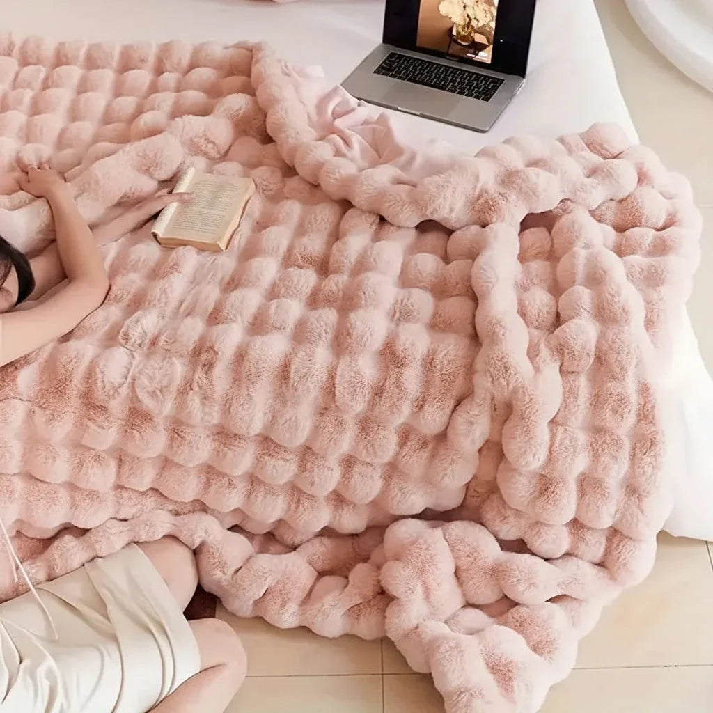 Faux Fur Sofa Throw Blanket with Long Pile and Knit Non-Slip Backing | Luxe Faux Fur That Stays Put | Throw Blankets