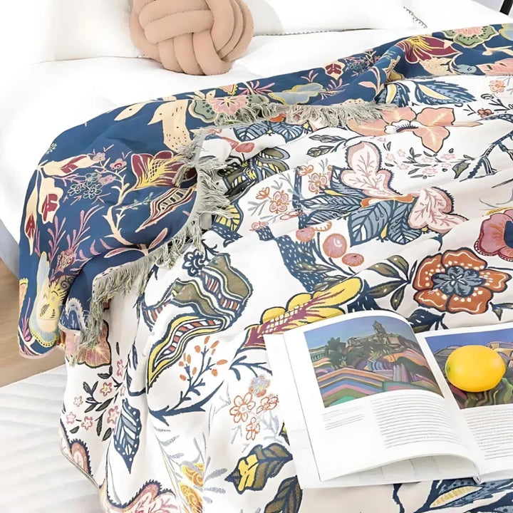Lightweight Boho Floral Sofa Throw That Releases Heat | Cool Boho Throw for Summer | Throw Blankets
