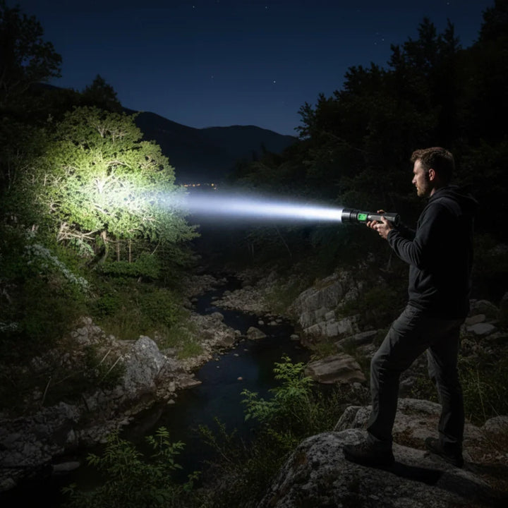 Tactical Flashlight with Long-Throw Beam and USB Rechargeable Battery | Focused Beam for Dark Places | Flashlights