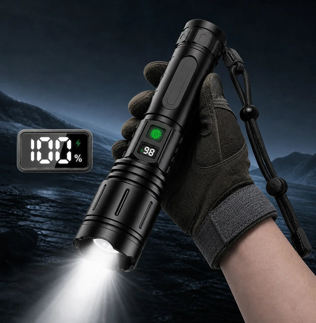 Tactical Flashlight with Long-Throw Beam and USB Rechargeable Battery | Focused Beam for Dark Places | Flashlights