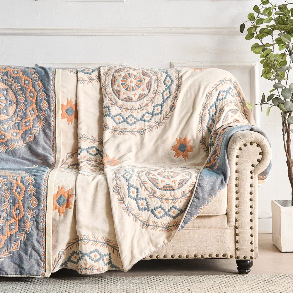 Boho Mandala Throw Blanket with Soft Weave and Neat Finished Edges | Mandala Centrepiece for Your Bed | Throw Blankets
