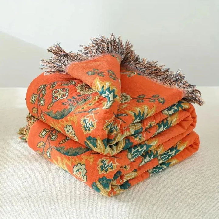 Reversible Floral Cotton Gauze Throw Blanket, Lightweight and Breathable | Breathable Gauze Warmth | Throw Blankets