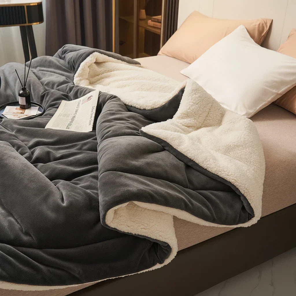 Double-Brushed Flannel Throw Blanket, Lightweight and Machine Washable | Instant Flannel Warmth, No Bulk | Throw Blankets