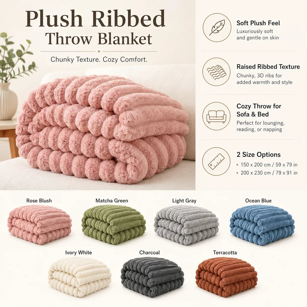 High-Loft Plush Throw Blanket with Dense Draught-Blocking Backing | Plush Loft That Blocks Draughts | Throw Blankets