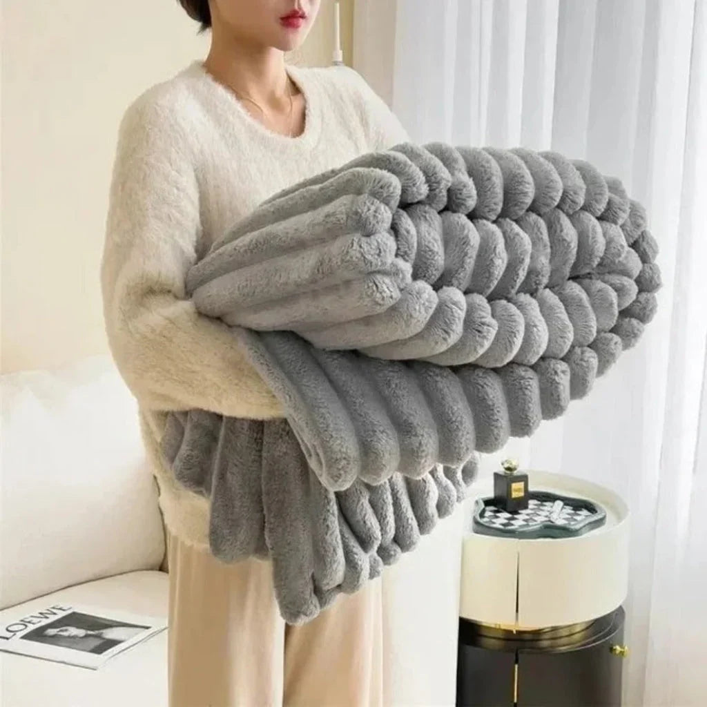 Oversized Textured Plush Throw Blanket for Full Adult Coverage | Oversized Plush Throw That Covers You | Throw Blankets