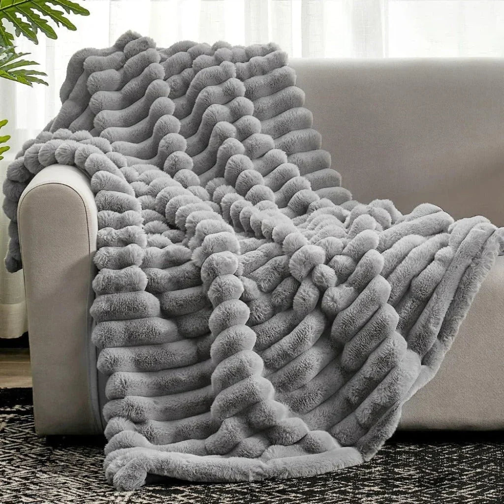 Oversized Textured Plush Throw Blanket for Full Adult Coverage | Oversized Plush Throw That Covers You | Throw Blankets