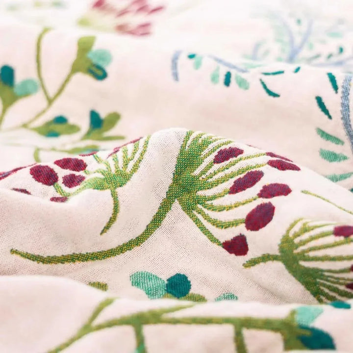 Raised Floral Embroidery-Effect Throw Blanket in Plush Cotton Blend | Raised Floral Texture for Bedrooms | Throw Blankets