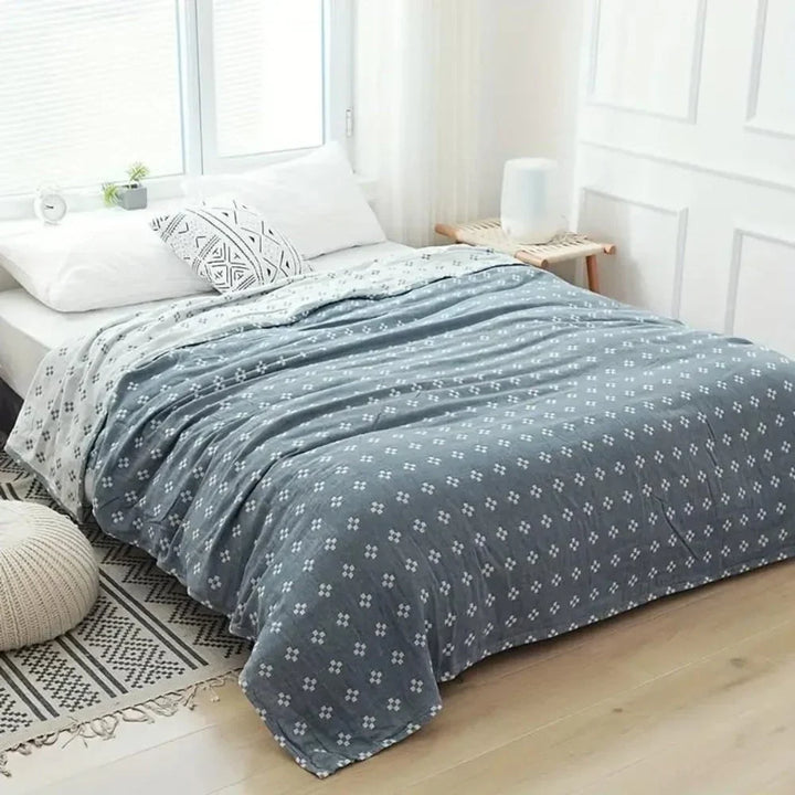 Raised Tufted Geometric Cotton Throw Blanket for All Seasons | Textured Cotton Throw | Throw Blankets