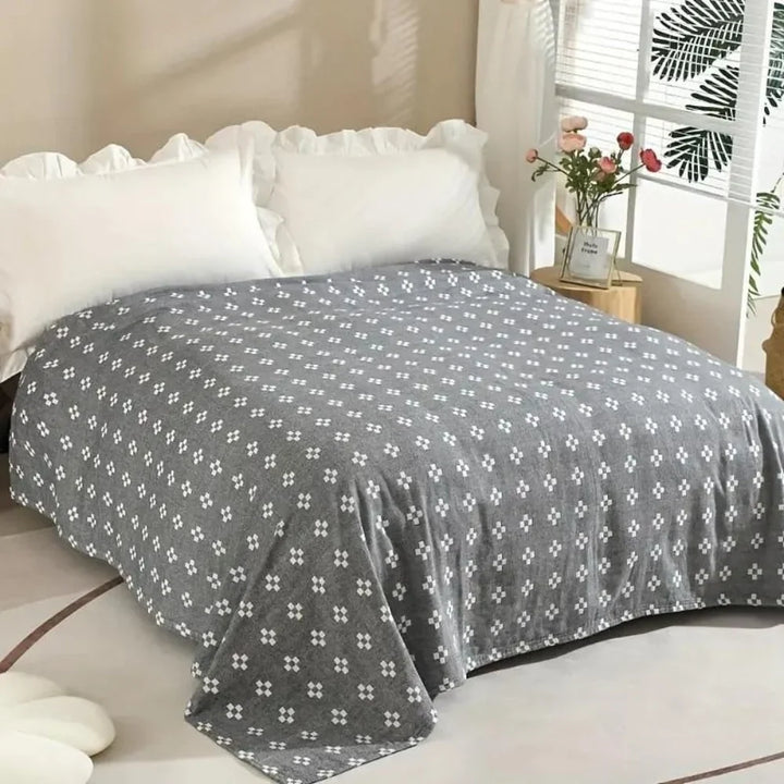 Raised Tufted Geometric Cotton Throw Blanket for All Seasons | Textured Cotton Throw | Throw Blankets