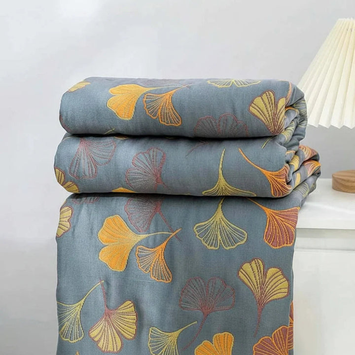 Reversible Jacquard Leaf Throw Blanket with Fringed Edges, 91 x 98 in | Large Reversible Jacquard Leaf Throw | Throw Blankets