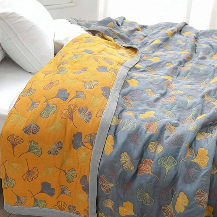 Reversible Jacquard Leaf Throw Blanket with Fringed Edges, 91 x 98 in | Large Reversible Jacquard Leaf Throw | Throw Blankets