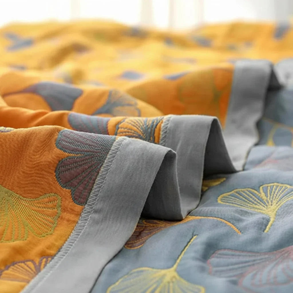 Reversible Jacquard Leaf Throw Blanket with Fringed Edges, 91 x 98 in | Large Reversible Jacquard Leaf Throw | Throw Blankets