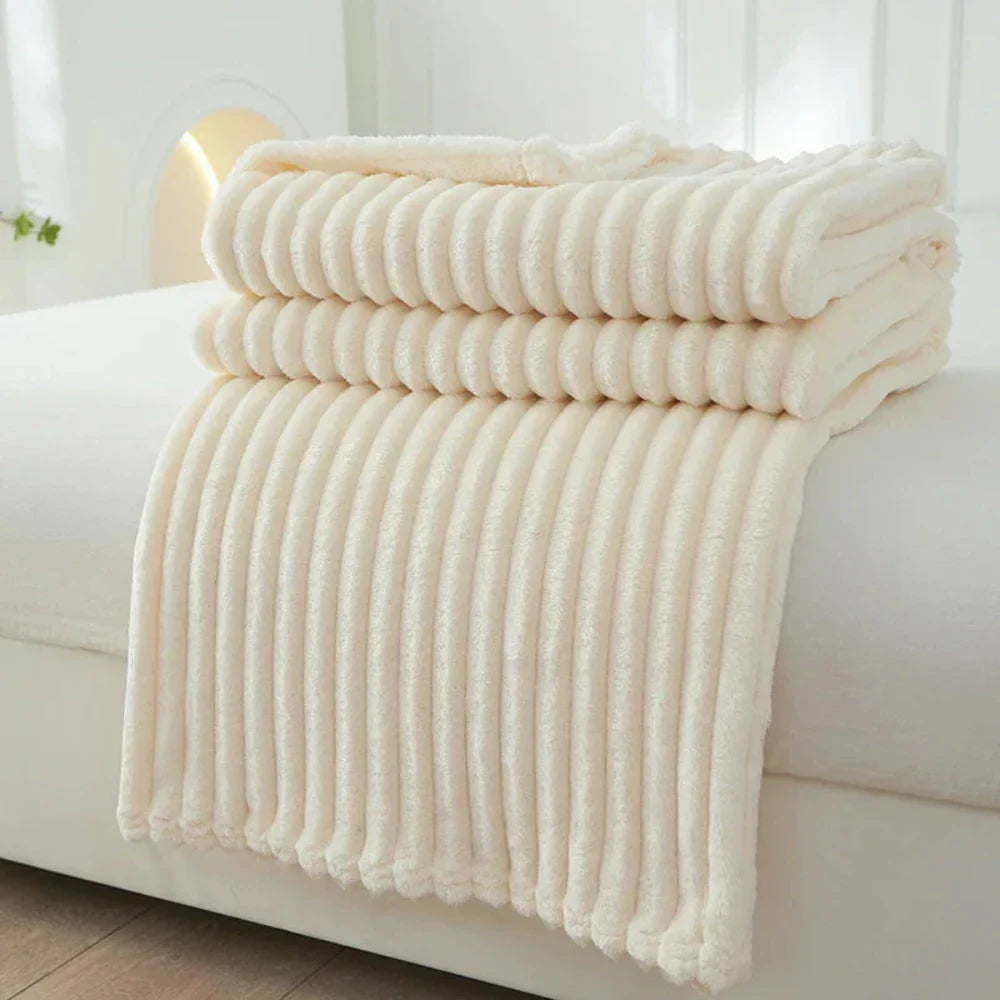 Ribbed Woven Stripe Throw Blanket with Non-Slip Raised Texture | Ribbed Stripes That Grip the Sofa | Throw Blankets