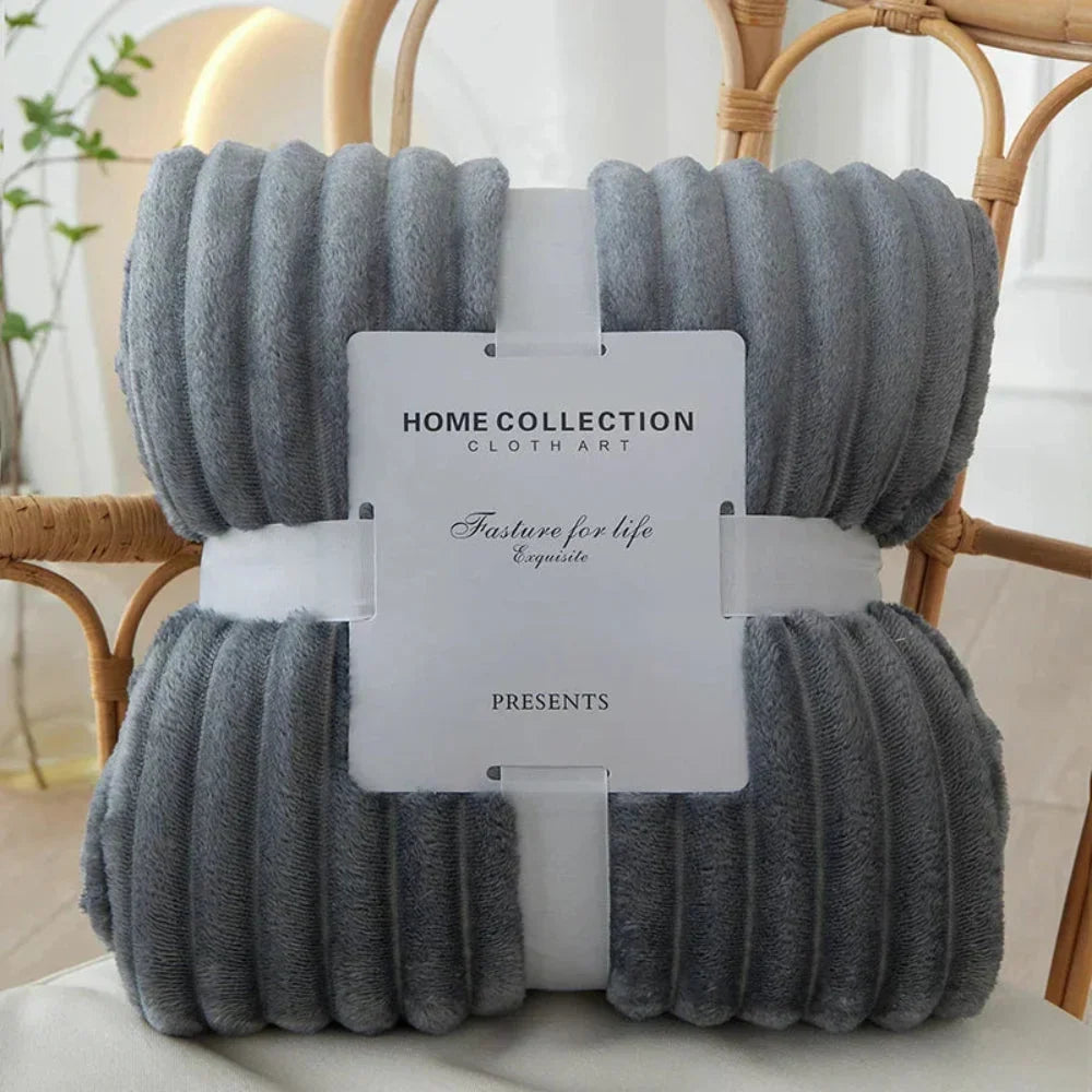 Ribbed Woven Stripe Throw Blanket with Non-Slip Raised Texture | Ribbed Stripes That Grip the Sofa | Throw Blankets