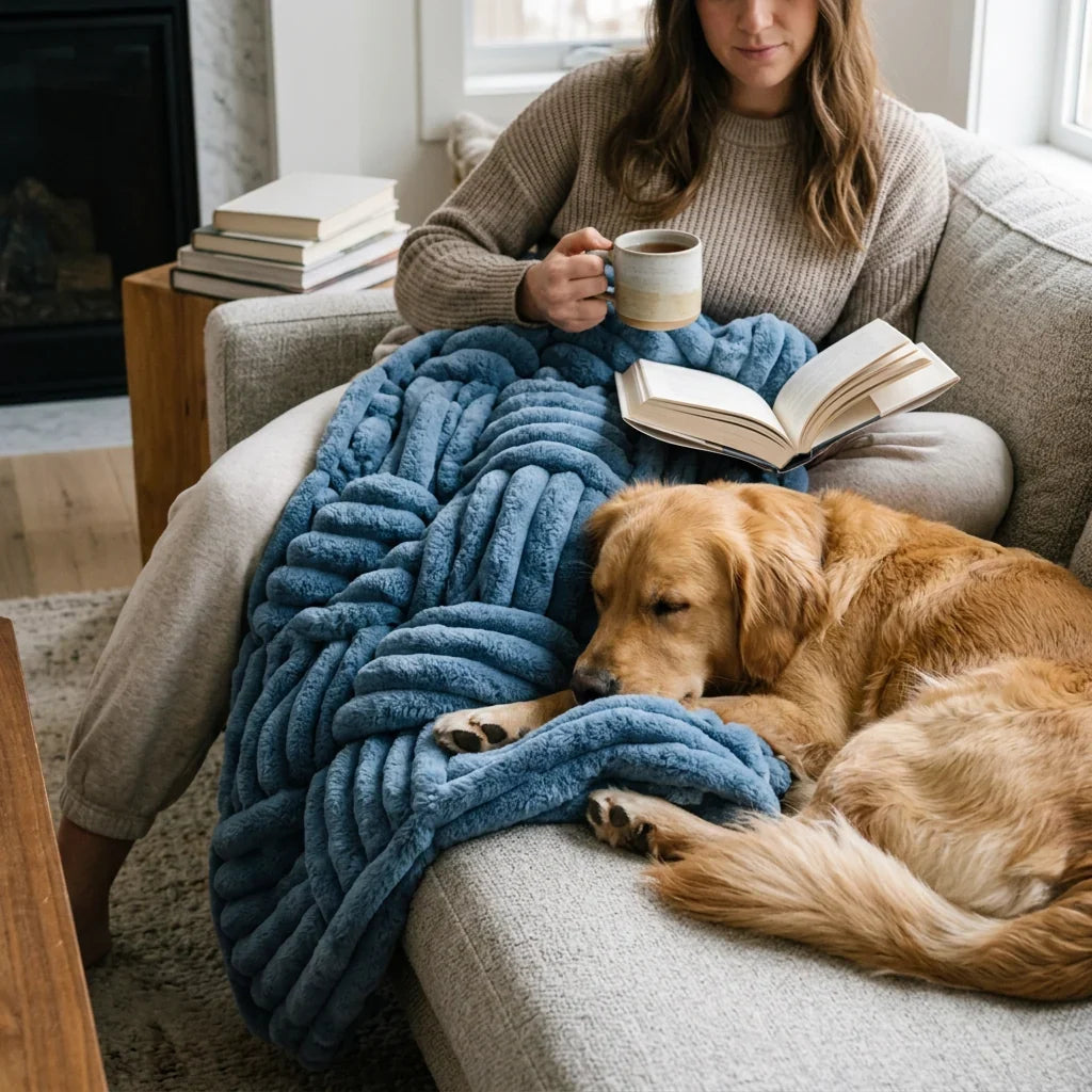 Weighted Drape Plush Throw Blanket, Double-Brushed and Machine Washable | Weighted Drape That Settles on You | Throw Blankets