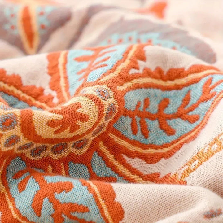 Woven Floral Throw Blanket with Fringe Knotted Into the Weave | Woven Floral Throw That Lasts | Throw Blankets
