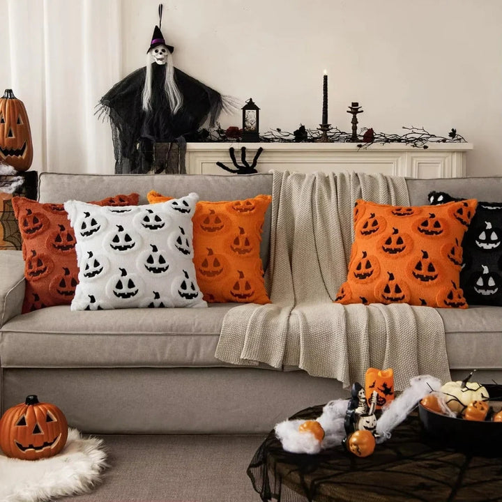 Pumpkin Print Throw Pillow Cover in Machine Washable Microfiber | Seasonal Style for Your Sofa | Pillow Covers