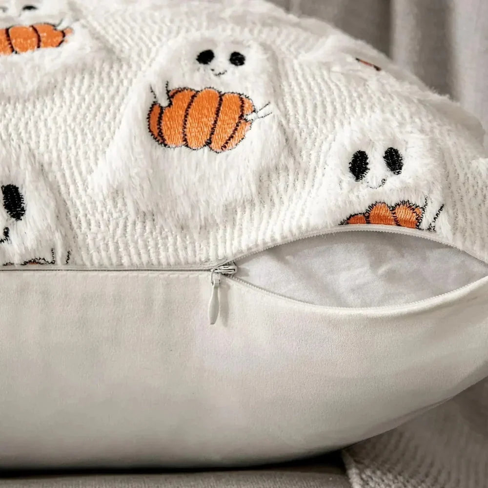 Pumpkin Print Throw Pillow Cover in Machine Washable Microfiber | Seasonal Style for Your Sofa | Pillow Covers