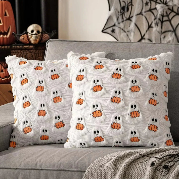 Pumpkin Print Throw Pillow Cover in Machine Washable Microfiber | Seasonal Style for Your Sofa | Pillow Covers