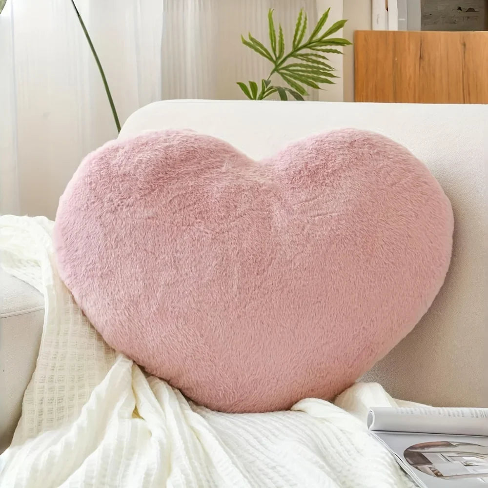 Heart-Shaped Throw Pillow with Deep Plush and Structured Fill | Soft Heart Accent Pillow | Throw Pillows