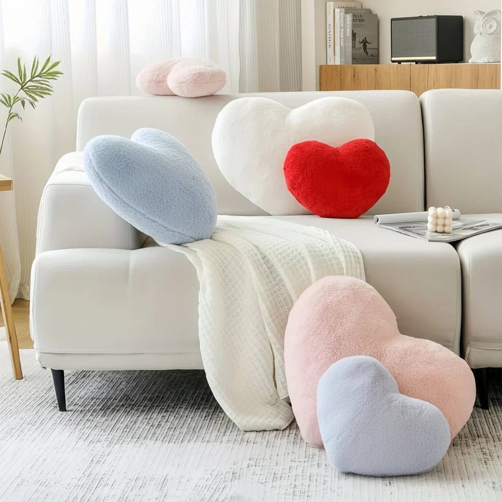 Heart-Shaped Throw Pillow with Deep Plush and Structured Fill | Soft Heart Accent Pillow | Throw Pillows