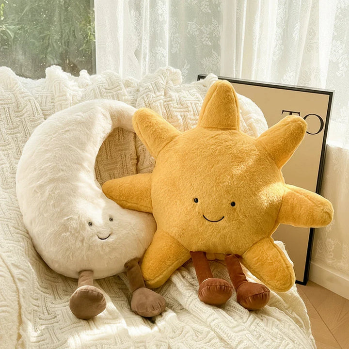 Plush Velvet Sun or Moon Throw Pillow with Raised Motif and Insert Included | Raised Sun and Moon Velvet Cushion | Throw Pillows