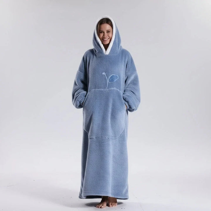 Hooded Wearable Blanket with Sleeves in Double-Brushed Fleece | Stay Covered Without Slipping | Hoodie Blankets