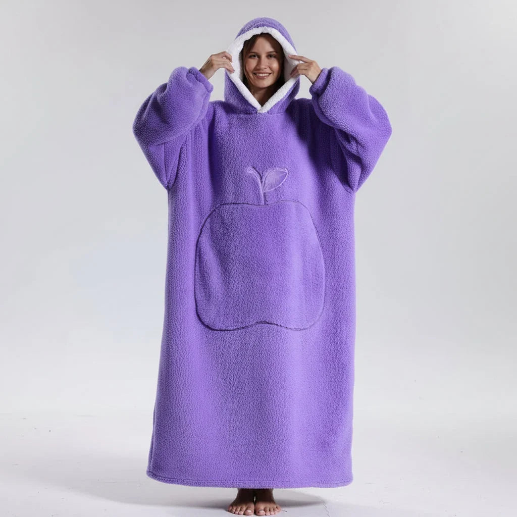 Hooded Wearable Blanket with Sleeves in Double-Brushed Fleece | Stay Covered Without Slipping | Hoodie Blankets