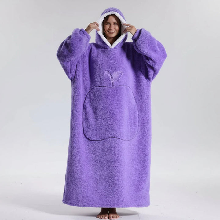 Hooded Wearable Blanket with Sleeves in Double-Brushed Fleece | Stay Covered Without Slipping | Hoodie Blankets