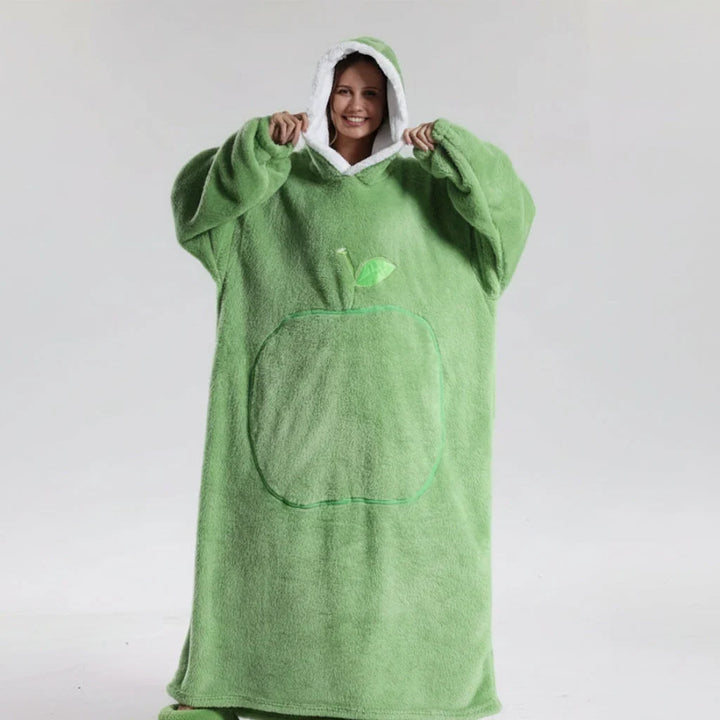 Hooded Wearable Blanket with Sleeves in Double-Brushed Fleece | Stay Covered Without Slipping | Hoodie Blankets