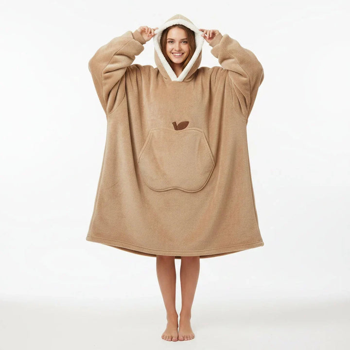 Hooded Wearable Blanket with Sleeves in Double-Brushed Fleece | Stay Covered Without Slipping | Hoodie Blankets