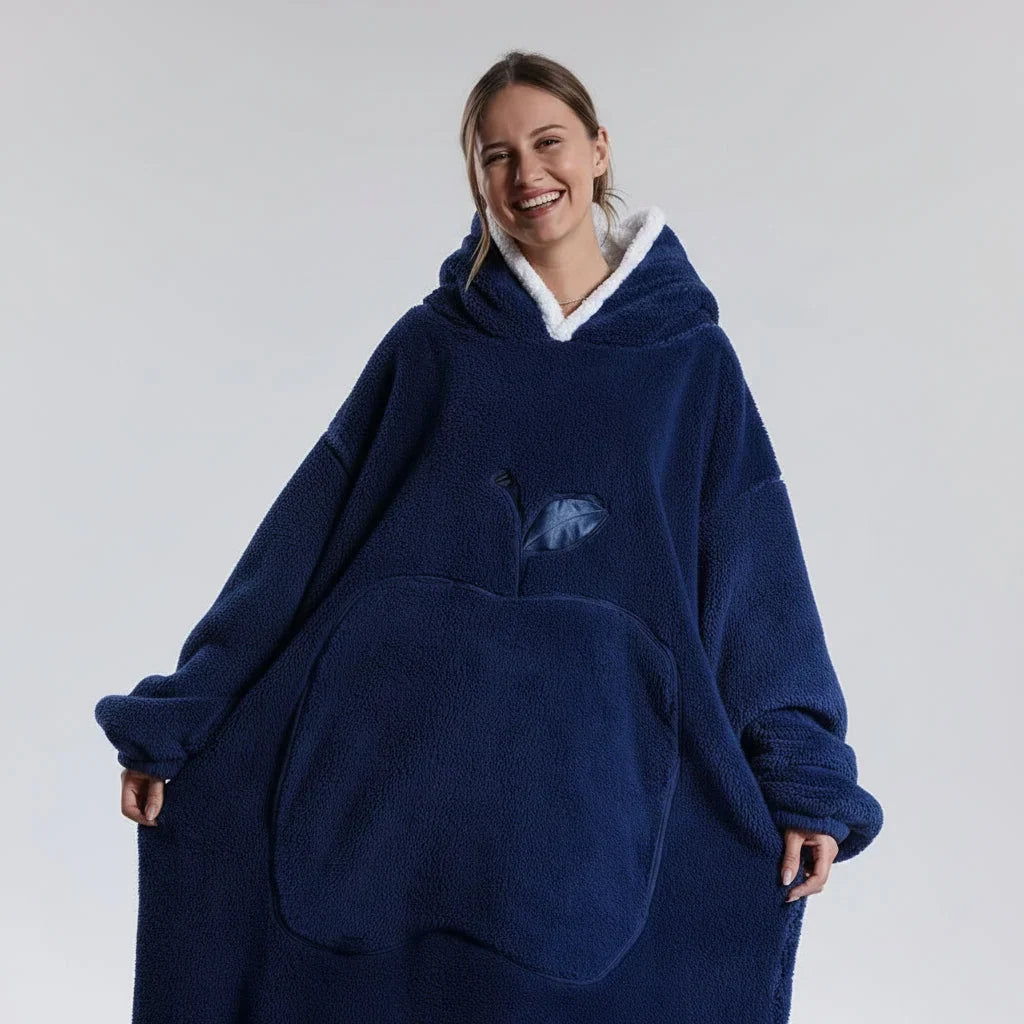 Hooded Wearable Blanket with Sleeves in Double-Brushed Fleece | Stay Covered Without Slipping | Hoodie Blankets